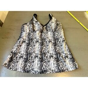 Your Best Look Snakeskin Tankini Swim Top Grey Black Animal Print Size 14 Y217T